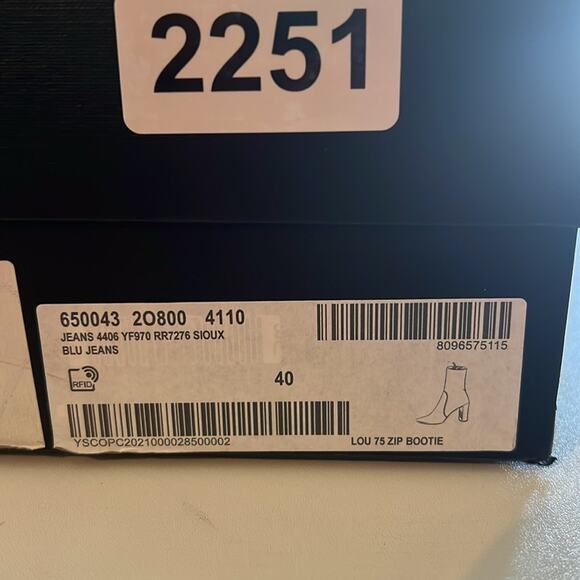 Saint Laurent Lou 75 Denim Zip Ankle Booties NEW EU 40 US 10 - Picture 15 of 16